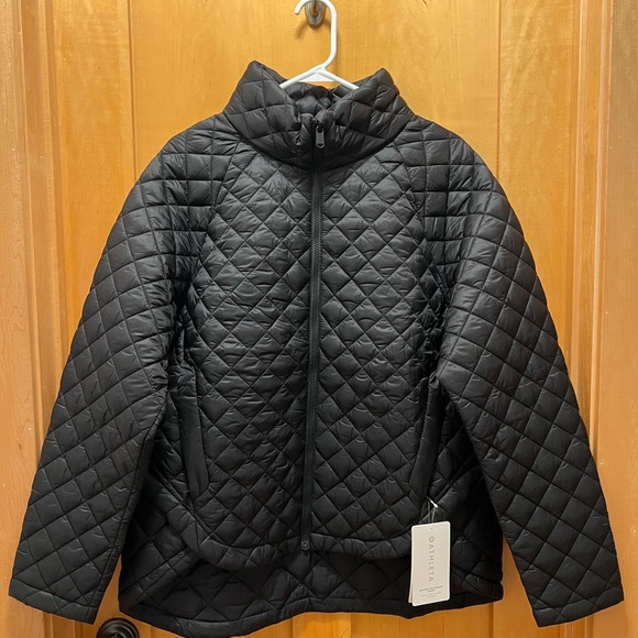 Athleta Black Puffer Jacket with Quilted Texture and High Collar - Picture 2 of 7